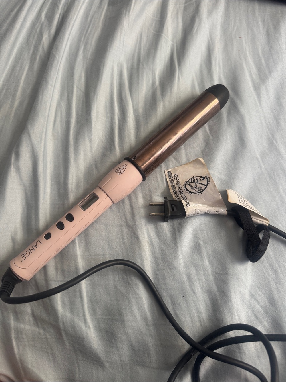 L’ange Pink and Rose Gold Curling Iron with Digital Controls